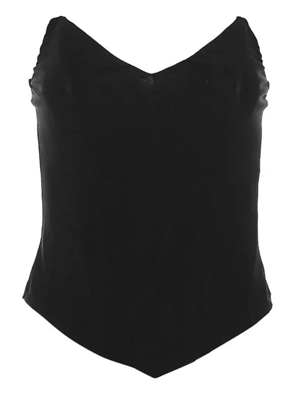 Girlary Ladies Sleeveless Fashion Strapless Bustier Corset Crop Tops Female V Neck Backless Solid Women Tops Autumn