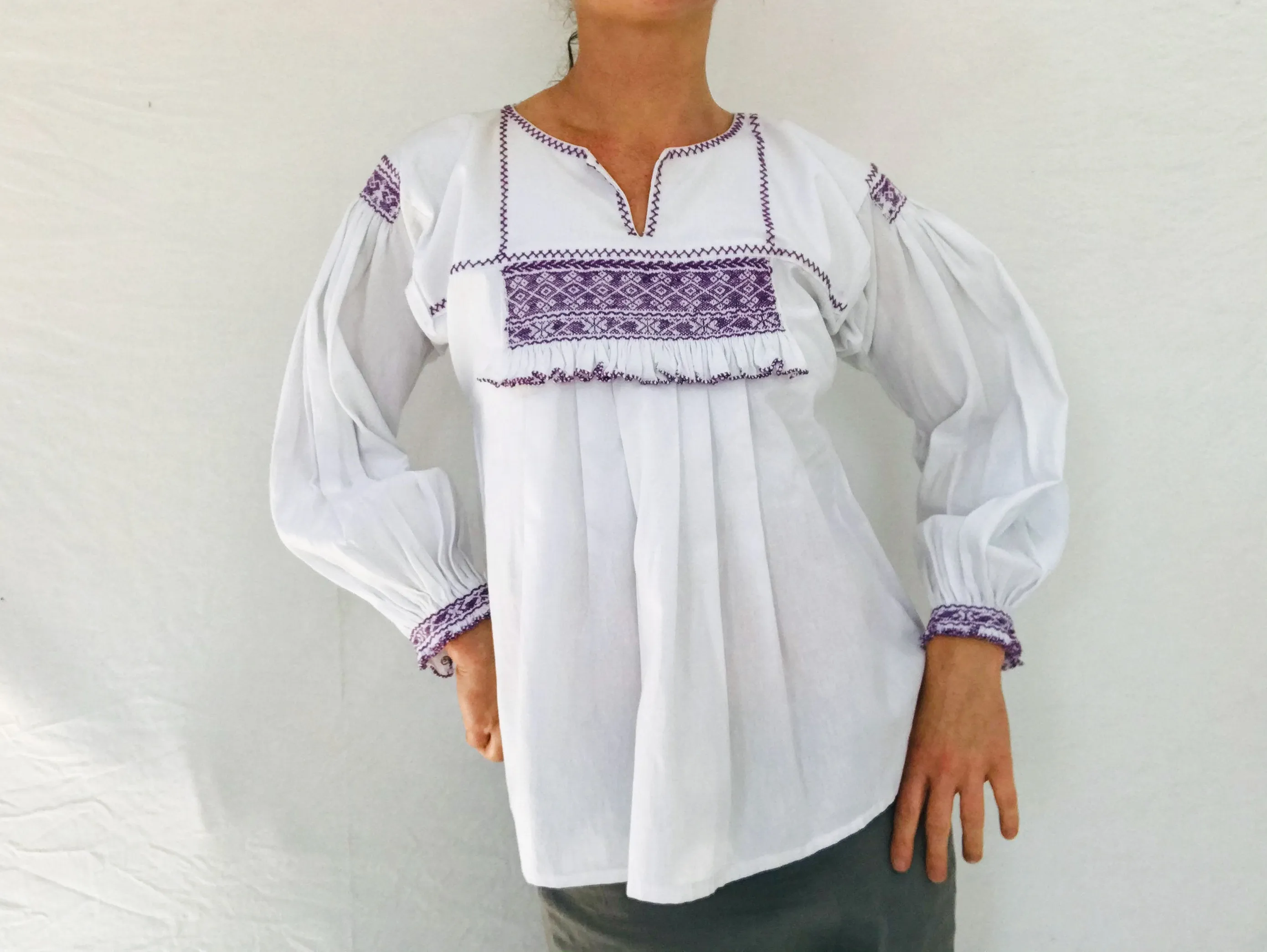 Hand-Embroidered Nahua Blouse. Pepenado. Puebla, Mexico