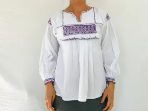 Hand-Embroidered Nahua Blouse. Pepenado. Puebla, Mexico